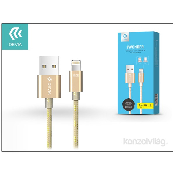Devia ST995331 iWONDER 2 az 1-ben Micro USB és Lightning arany adatkábel PC