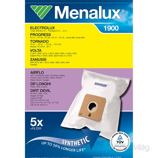 Menalux 1900 5 db szintetikus porzsák + 1 mikroszűrő Otthon