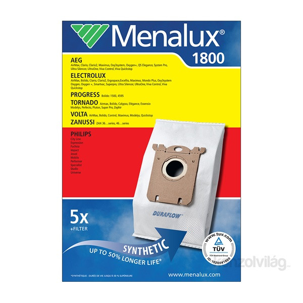 Menalux 1800 5 db szintetikus porzsák + 1 mikroszűrő Otthon