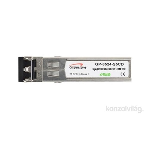 Gigalight SFP modul, 1.25G, 850nm, 550M távolság, 0~70 hőm. tart., DDM funkció PC