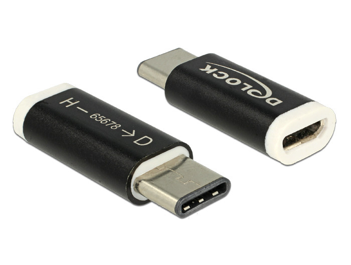 DeLock Adapter USB 2.0 Micro-B female > USB Type-C 2.0 male Black PC