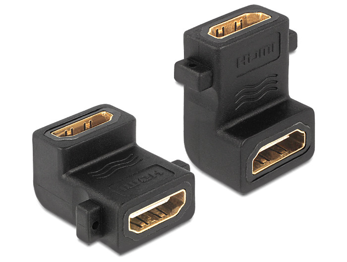DeLock Adapter HDMI A female > female with screw hole 90° angled PC