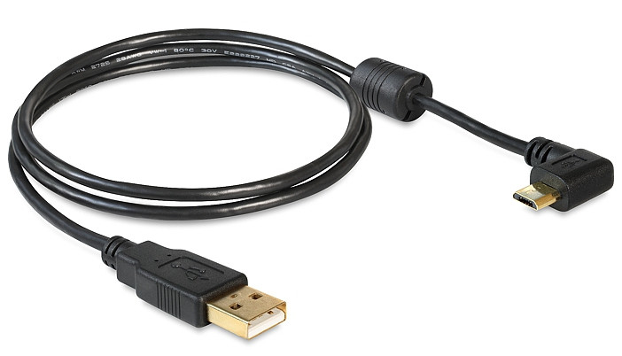 DeLock USB-A apa > USB micro-B apa kábel, 90°-ban forgatott bal/jobb 1m Black PC