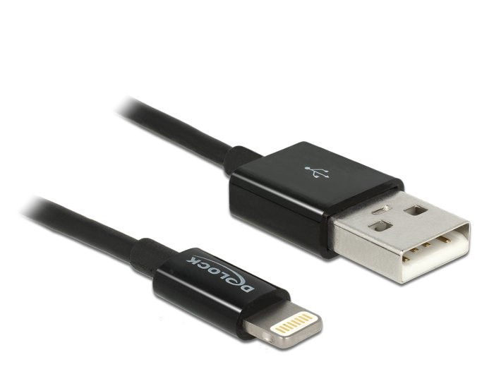 Delock Lightning -> USB A M/M adatkábel 1m fekete PC
