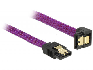 DeLock SATA cable 6 Gb/s 50 cm down / straight metal purple Premium PC