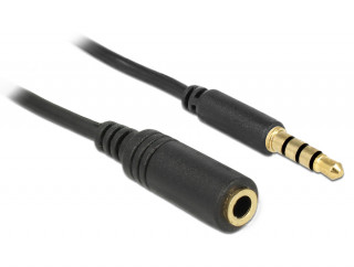 Delock Jack stereo 3,5mm (4pin) M/F audio kábel 1m fekete IPhone headsethez PC