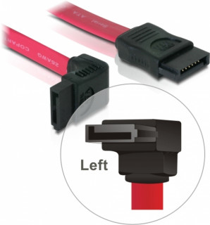 DeLock Cable SATA 3 Gb/s receptacle straight > SATA receptacle upwards angled 50cm Red PC