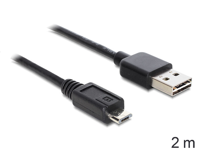 DeLock Cable EASY-USB 2.0 Type-A male > USB 2.0 Type Micro-B male 2m Black PC