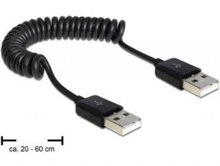 DeLock Cable USB 2.0-A male / male coiled cable PC