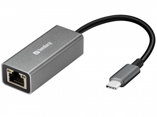 Sandberg Kábel Átalakító - USB-C Gigabit Network Adapter (ezüst; USB-C bemenet; RJ45 kimenet; Gigabit) PC