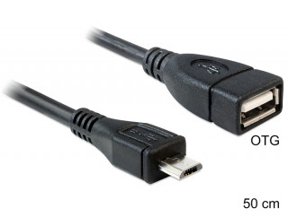 DeLock Cable USB micro-B male > USB 2.0-A female OTG 50cm PC