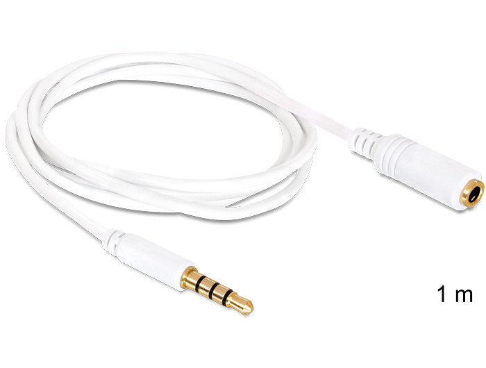 DeLock Extension Cable Audio Stereo Jack 3.5 mm male / female IPhone 4 pin 1m PC