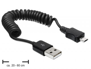 DeLock Cable USB 2.0-A male > USB micro-B male coiled cable PC