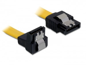 Delock SATA 3 F/F adatkábel 0.2m le/egyenes sárga PC