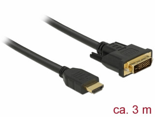 DeLock HDMI to DVI 24+1 cable bidirectional 3m Black PC