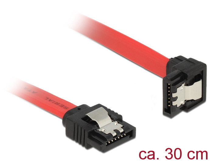 Delock SATA 3 F/F adatkábel 0.3m piros egyenes/90° le PC
