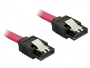 DeLock Cable SATA 6 Gb/s male straight > SATA male straight 30cm Red Metal PC