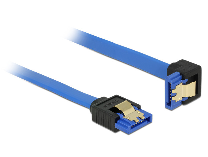 Delock SATA 3 F/F adatkábel 0.2m kék egyenes/90° le PC