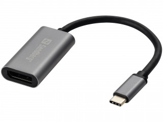 Sandberg Kábel Átalakító - USB-C to DisplayPort Link (ezüst; USB-C bemenet - DisplayPort kimenet; Aluminium) PC