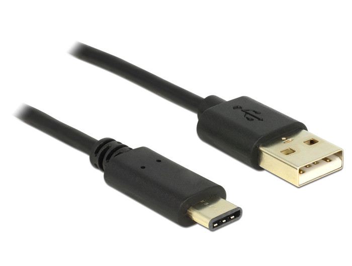 DeLock Cable USB 2.0 Type-A male > USB Type-C 2.0 male 2m Black PC