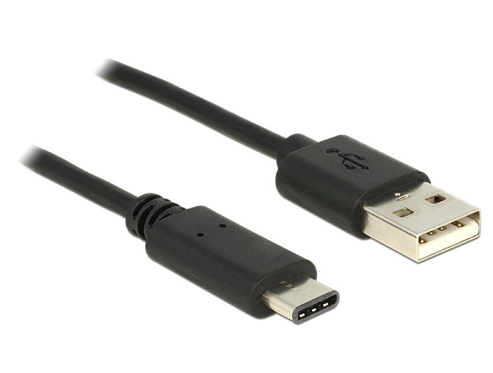 DeLock Cable USB 2.0 Type-A male > USB Type-C 2.0 male 0.5m Black PC