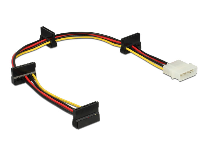 DeLock Power Molex 4 pin plug > 4x SATA 15 pin receptacle 40cm cable PC