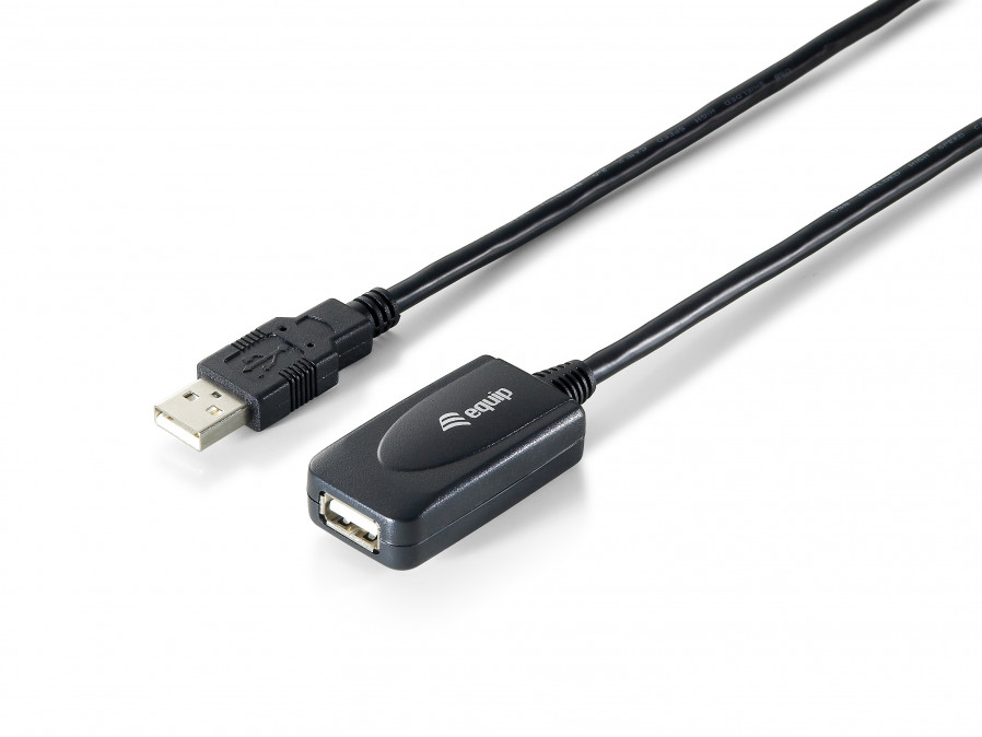 Equip Kábel - 133336 (Aktív, USB2.0, A-A hosszabbítókábel, apa/anya, duplán árnyékolt, 5m) PC