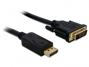 DeLock Displayport 1.2 male > DVI-I (Dual Link) male passive cable 2m Black PC