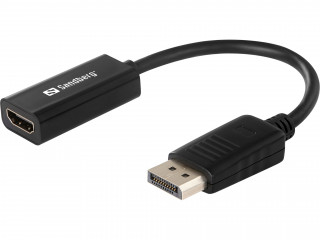 Sandberg Kábel Átalakító - DisplayPort - HDMI (DisplayPort 1.1 apa - HDMI 1.3a anya; fekete) PC