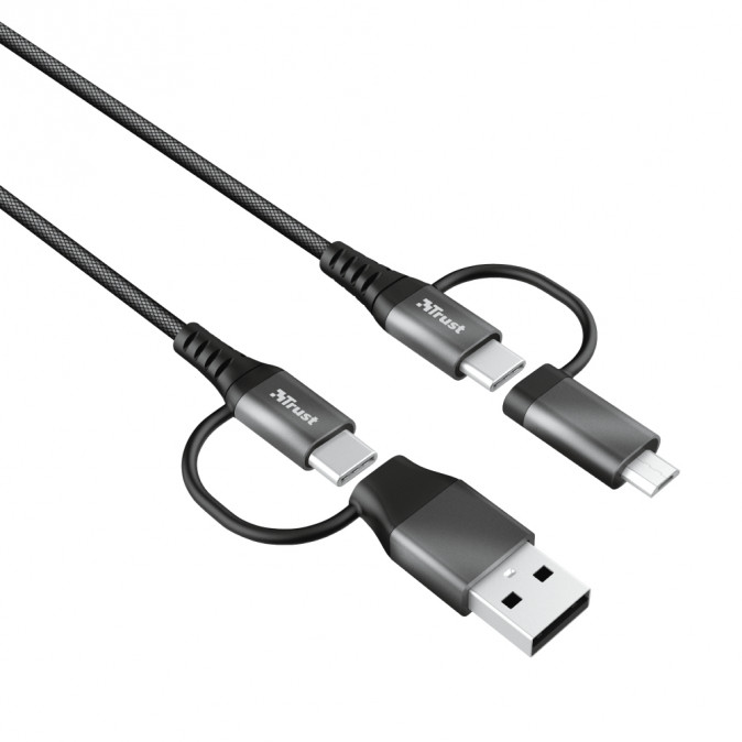 Trust 23573 USB kábel 1 M USB 2.0 USB A/USB C USB C/Micro-USB A Fekete PC