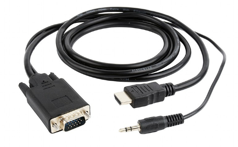Gembird CC-DP-HDMI-5M video átalakító kábel HDMI + 3.5mm VGA (D-Sub) Fekete PC