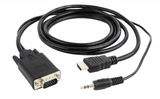 Gembird HDMI -> VGA Jack stereo 3,5mm M/M video jelkábel 1.8m fekete PC