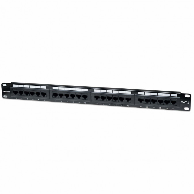Manhattan Patch panel - CAT6 UTP patch panel, 24 portos, 1U, Fekete PC