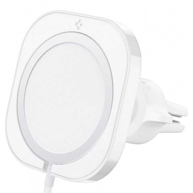 Spigen MagFit mágneses autós tartó MagSafe töltő kompatibilis, szellőzőrácsba, fehér Mobil