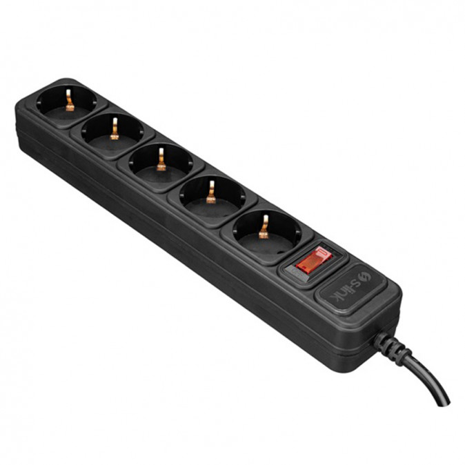 S-Link túlfeszültségvédő - SPG3-J-5 (5 aljzat, max.4000 Watt, 306 Joule, 1,5m kábel, fekete) PC