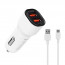 S-Link Autós töltő - EC30T (2db USB, 5V/2.4A/3,4A, 17W, Type-C, 100cm adat+töltőkábel, fehér) thumbnail