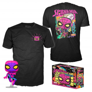 Funko Pop! & Tee: Marvel - Spider-Man (Black Light) Vinyl Figura & Póló (M) Ajándéktárgyak