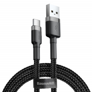 Baseus Cafule USB - USB-C adat, töltőkábel 3A 2m (Fekete-Szürke) (CATKLF-CG1) PC