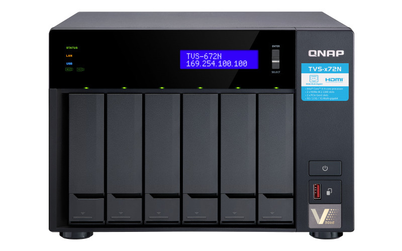 6-Bay NAS, Intel® Core™ i3-8100T 4-core 3.1 GHz Processor, 4GB DDR4 RAM (max 32G PC