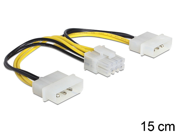DeLock Cable Power 8 Pin EPS > 2 x 4 Pin molex PC