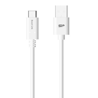 Silicon Power Boost Link Kábel - USB -> Type-C (Fehér, 1m, QC 3.0/QC 2.0, 480MB/s) PC