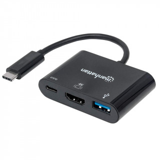 Manhattan Kábel átalakító - USB-C 3.1 to HDMI/USB-C 3.1/USB3.0 (1080p@60Hz or 3840x2160p@30Hz, 4K) PC