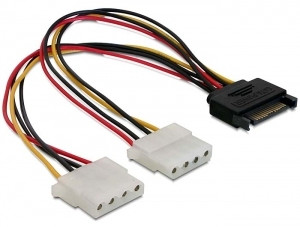 DeLock Cable Power SATA 15pin > 2x 4pin Molex female 20cm PC
