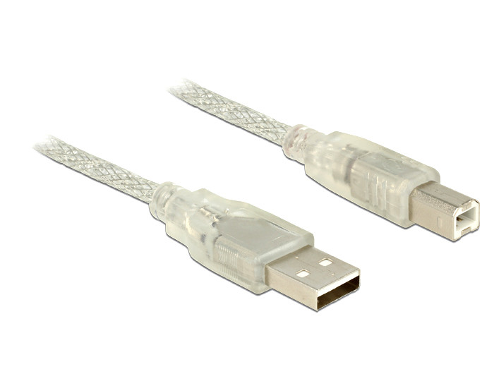Delock USB A -> USB B M/M adatkábel 1m átlátszó PC