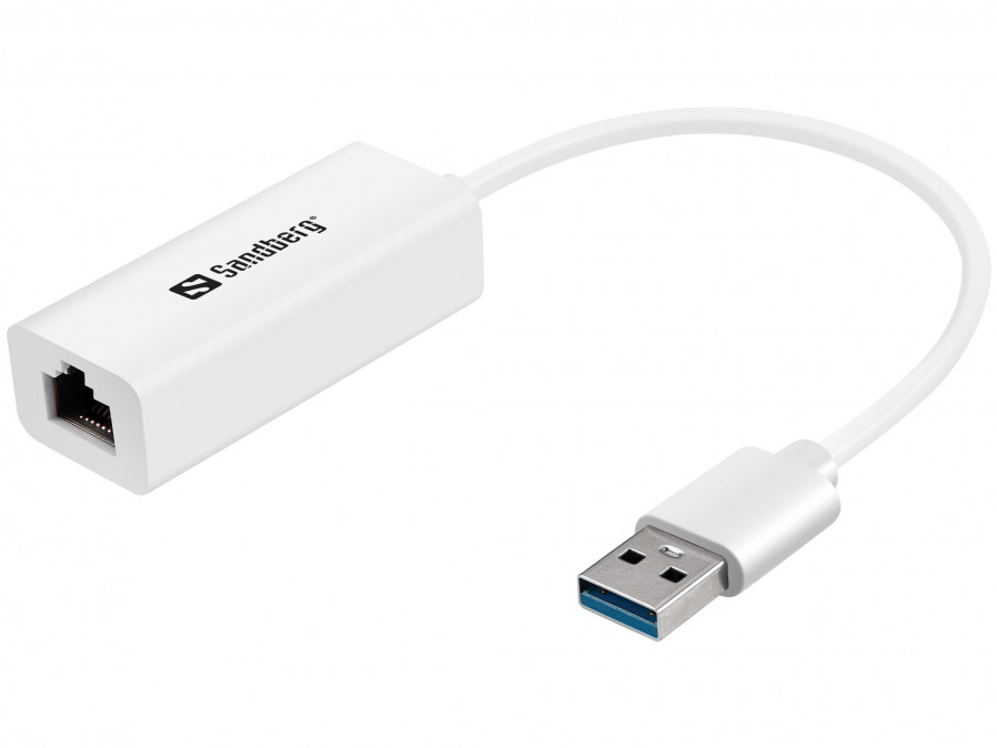 Sandberg Hálózati Adapter - USB3.0 Gigabit Network Adapter (USB3.0, RJ45, 10/100/1000Mbps, fehér) PC