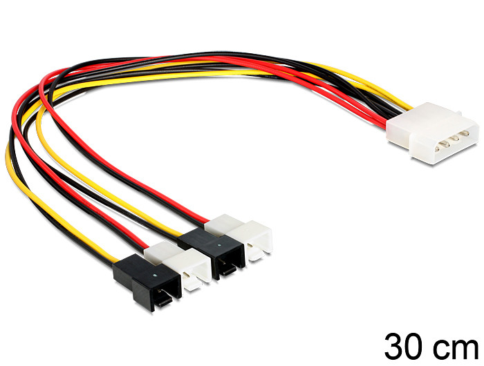 DeLock Cable power Molex 4 pin male > 4x 2 pin fan PC