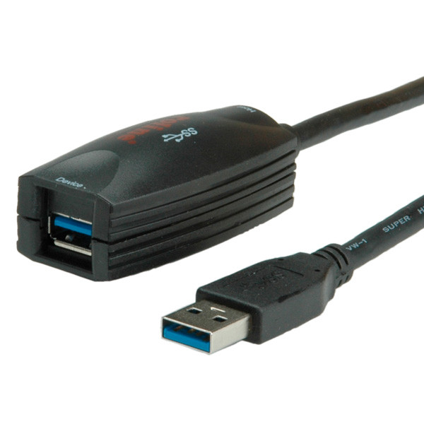 ROLINE USB 3.0 Active Repeater USB kábel 5 M USB A Fekete PC