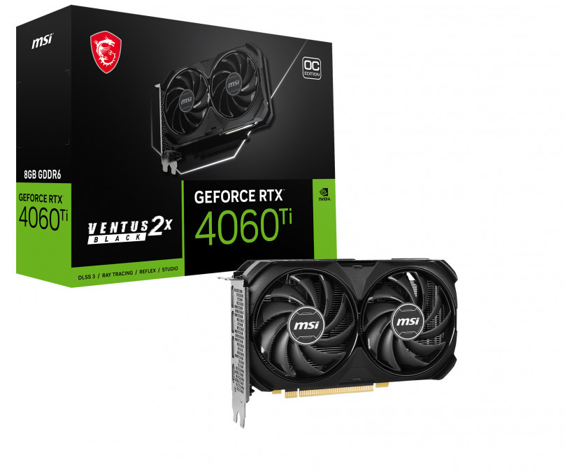 MSI GeForce RTX 4060 Ti Ventus 2X Black 8G OC 8GB GDDR6 PC