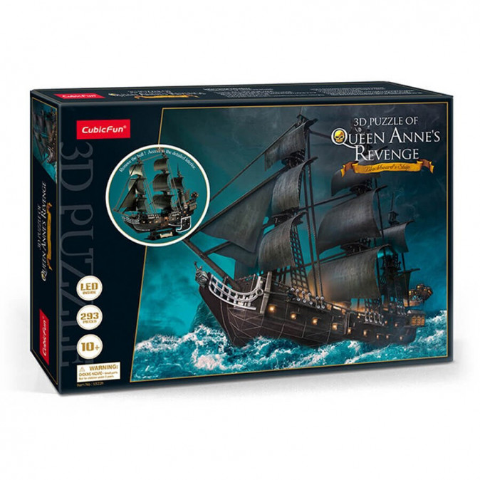 3D puzzle - Queen Anne's Revenge - LED-es változat - 293 db-os Játék