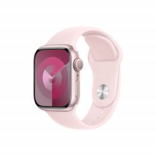 Apple Watch Series 9 GPS – 41 mm-es rózsaszín alumíniumtok, világos rózsaszín sportszíj - M/L Mobil